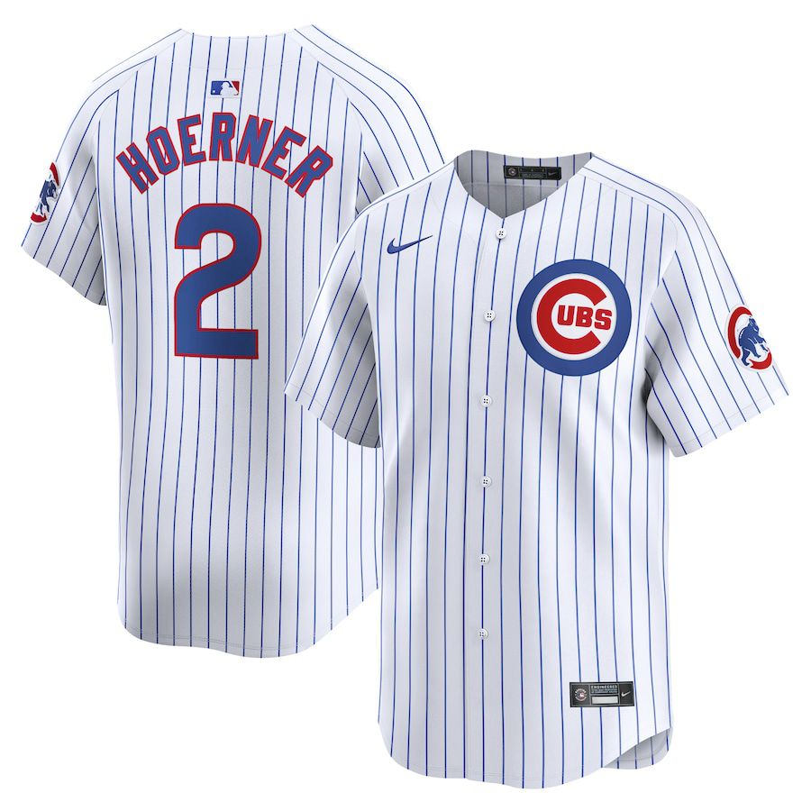 Men Chicago Cubs 2 Nico Hoerner Nike White Home Limited Player MLB Jersey